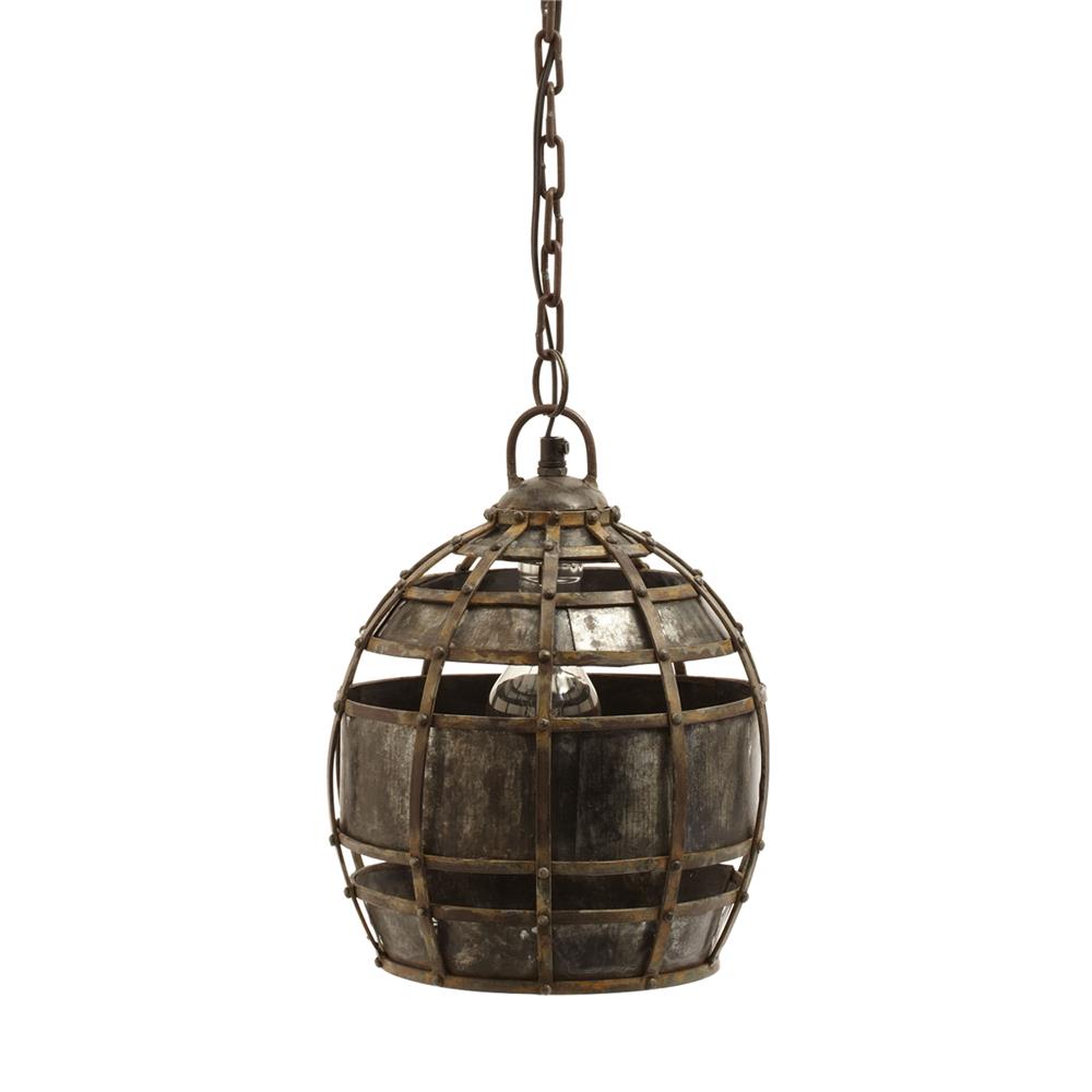 ELK Lighting 135008 Round Fortress Pendant Light in Distressed Silver